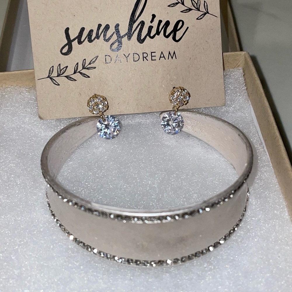 Earrings and sliver bracelet set